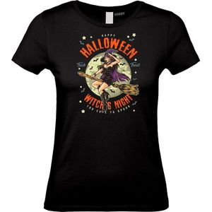 Dames T-shirt Witch Night | Halloween Kostuum Volwassenen | Halloween | Foute Party | Zwart dames | maat XL