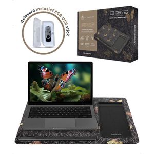 TrueLogic Alpha Laptop standaard - Laptoptafel - Bedtafel - Laptopkussen - Laptopstandaard - Voor laptops t/m 17 inch - Geleverd inclusief 8GB usb stick - Butterfly Dream