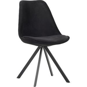 In And OutdoorMatch Eetkamerstoel Malito - Zwart - Set van 1 - Fluweel - Hoogwaardige bekleding - Luxe eetkamerstoel - Stijlvolle uitstraling