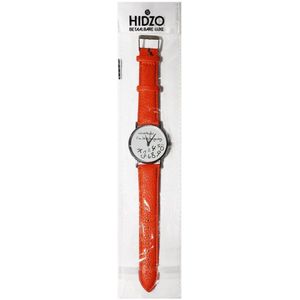 Hidzo Horloge Whatever I'm Late Anyway Ø 37 mm - Oranje - Kunstleer - In Horlogedoosje