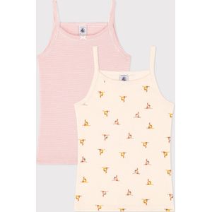Petit Bateau Set van 2 katoenen hemdjes met bandjes voor kinderen Meisjes Onderhemd - Meerkleurig - Maat 104