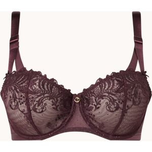 Aubade Femme Passion beugel bh van mesh met borduring - Aubergine - Maat 70B