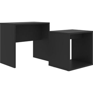 vidaXL - Salontafelset - 48x30x45 - cm - bewerkt - hout - zwart