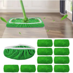 Herbruikbare platte mopdoek katoen voor Swiffer Sweeper Mop - 10 stuks herbruikbare doeken voor een schoon huis - Super Mop voor nat en droog reinigen - wasbare overtrek