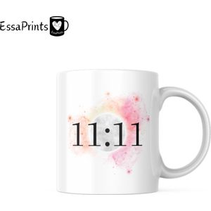 EssaPrints Mok - 11.11 Mok Rood - 11 Mok - Klok Mok - Angel Numbers - Angel Mok - Cadeau Mok - Moederdagscadeau - Verjaardagscadeau - Koffiemok - Coffee Mug - Mug - Gift Mug - Kerstcadeau