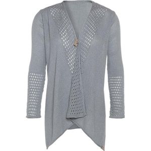 Knit Factory April Gebreid Vest - Cardigan dames - Luchtig grijs zomervest - Damesvest gemaakt van 50% katoen en 50% acryl - Licht Grijs - 40/42