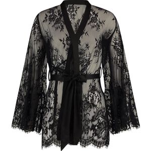 Hunkemöller Dames Nachtmode Kimono Lace Isabelle - Zwart - maat M/L