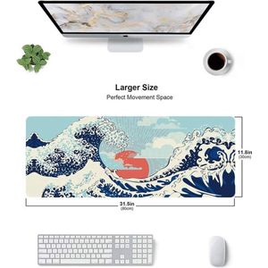 Gaming muismat, zwart en wit Cherry Blossom Extended Large Mouse Mat Desk Pad, 3 mm dik lange antislip rubberen genaaide randen muismat (80 x 30 cm) (Spoondrift)