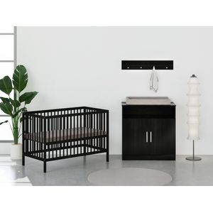 Cabino Babykamer Zwart 2 Delig Baby Bed Mees + Commode Tucson