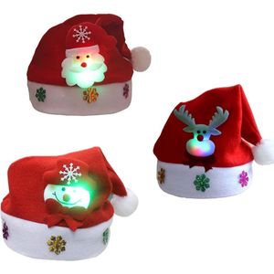 Kerstmuts Met Lichtjes Setje - 3 stuks - Kids - LED