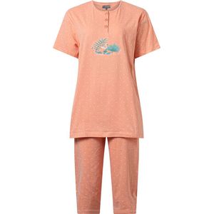 Dames Pyjama - Katoen - Zomer - 3/4 broek - Coral Gestipt - Maat M