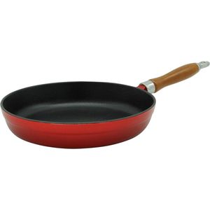 Gietijzeren pan 24 cm rood Karl 75024 Vulcan met deksel