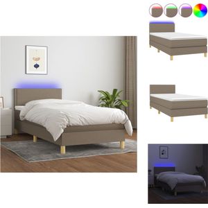 vidaXL Boxspring Matras LED 90x200 - Duurzaam stof - Verstelbaar hoofdbord - Kleurrijke LED-verlichting - Pocketvering matras - Huidvriendelijk topmatras - Inclusief montagehandleiding - USB-aansluiting - Bed