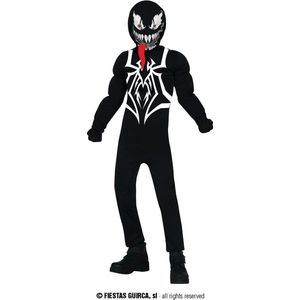 Guirca - Giftige Spinnenheld Venom Kind Kostuum - Zwart - 7 - 9 jaar - Halloween - Verkleedkleding
