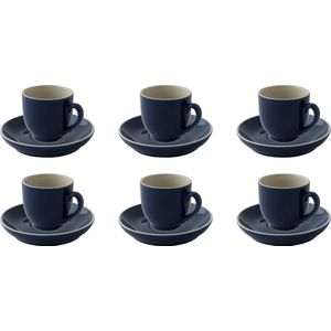 Palmer Koffiekop en schotel Colors 14 cl 12 cm Blauw Porselein 6 stuk(s)