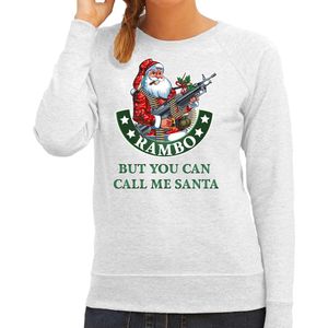 Foute Kerstsweater / kersttrui Rambo but you can call me Santa grijs voor dames - Kerstkleding / Christmas outfit XL