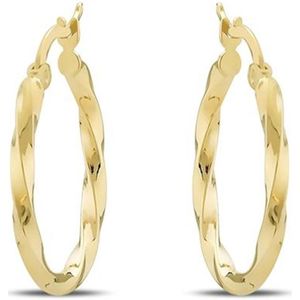 Gouden Wokkel Oorringen 22 mm 2 mm 14 karaats