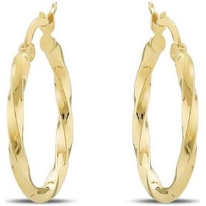 Gouden Wokkel Oorringen 22 mm 2 mm 14 karaats