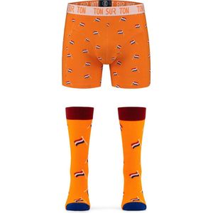 Ton Sur Ton - Willem - EK Voetbal 2024 - Oranje Shirt - Nederlands Elftal Voetbal Shirt - Oranje - Oranje Versiering - EK Voetbal - Matchende sokken en boxershort - XL/41-46