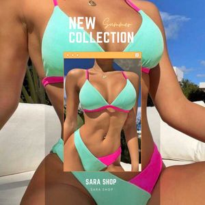 Bikini Dames -Bikini Sets - Zacht Stof Bikini - Bikini Zomer 2023 - Blauw/Rood- Maat XL