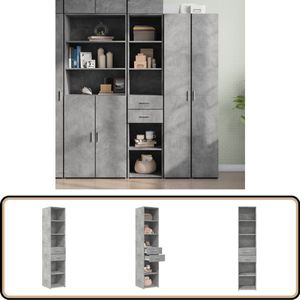 vidaXL Hoge kast - 40x42,5x185 cm - Betongrijs - Hout Scandinavisch Design - Houten Kast - Opbergkast - Hoge Kast - Betonnen Grijze Kast