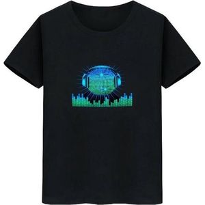 LED T-shirt - Zwart - Koptelefoon Bal - Maat XXXL