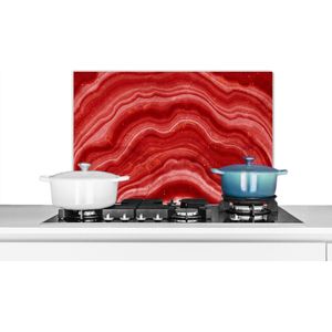 Spatscherm keuken 70x50 cm - Kookplaat achterwand Agaat - Rood - Edelsteen - Abstract - Muurbeschermer - Spatwand fornuis - Hoogwaardig aluminium