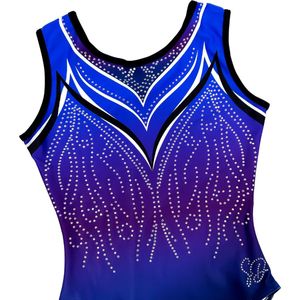 Sparkle&Dream Turnpakje Kyla Blauw Paars - Maat AXL S/M - Gympakje voor Turnen, Acro, Trampoline en Gymnastiek