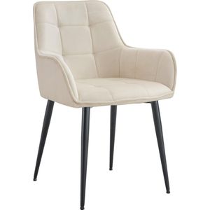 CLP Ferndale eetkamerstoel, fauteuil met beklede fluwelen hoes creme