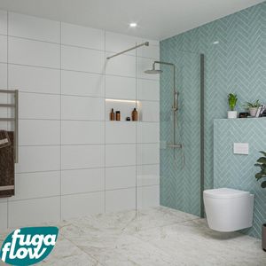 FugaFlow Eccelente Vetro inloopdouche badkamer - 100x200cm - helder glas - wandarm - gunmetal