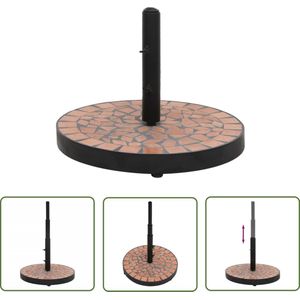 The Living Store Parasolvoet rond 12 kg terracottakleurig - Terracotta Parasolvoet - Parasol Voet - Parasols Voet - Buitenschilderij - Tuin Decoratie