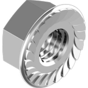 RVS zeskant flensmoer met vertanding A2 M10 per 10 stuks