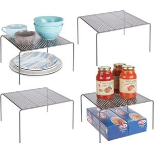 Keukenrek voor opslag - Vrijstaande metalen keukenplank - Praktisch opbergrek - Set van 4 - Grafietgrijs sheet pan storage