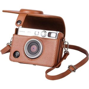 YONO Case geschikt voor Fujifilm Instax Mini EVO - PU Leer Hoesje - Bruin