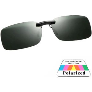 Fako Sunglasses® - Clip On Voorzet Zonnebril - Overzet Clip-on - Polariserend - Polarized - Small - 135x37mm - Groen