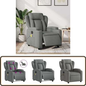 vidaXL Massagestoel - Elektrisch Verstelbaar - Donkergrijs Elektrische Massagestoel - Massagefauteuil - Elektrische Relaxfauteuil - Ergonomische Stoel - Comfortabele Stoel