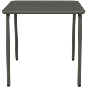 Vente-unique Vierkante metalen tuinbijzettafel - Donkergrijs - MIRMANDE van MYLIA