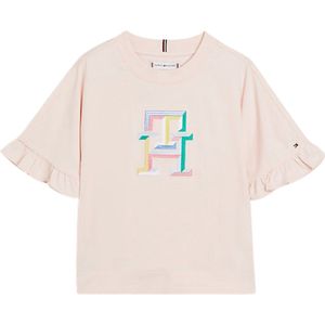 Tommy Hilfiger MULTI COLOUR MONOGRAM TEE S/S Meisjes T-shirt - Pink - Maat 12