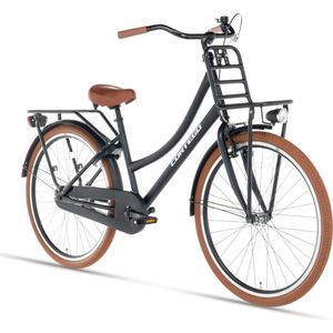 Cortego Transporter Meisjesfiets 24 inch - Mat-Zwart - Kinderfiets - 7, 8, 9 & 10 Jaar - 135-145 cm