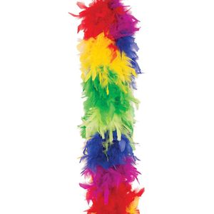 Faram Party - Veren Boa - Carnaval verkleed accessoire - regenboog - 180 cm - 50 gram