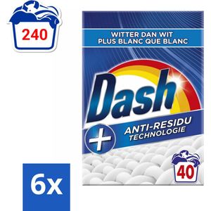 Dash - Witter dan Wit - Waspoeder - Witte Was - 40 Wasbeurten - Voordeelverpakking - 6 stuks
