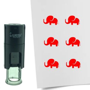 CombiCraft Stempel Olifant 10mm rond - rode inkt