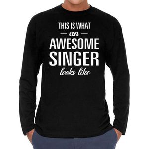 Awesome Singer - geweldige zanger cadeau shirt long sleeve zwart heren - beroepen shirts / verjaardag cadeau S