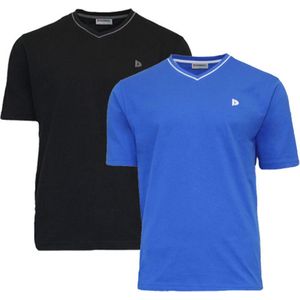 2-Pack Donnay T-shirt - sportshirt - V-hals shirt - Heren - maat 3XL - Black/Royal Blue