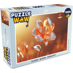 Puzzel Glazen - Bloem - Zonlicht - Legpuzzel - Puzzel 1000 stukjes volwassenen