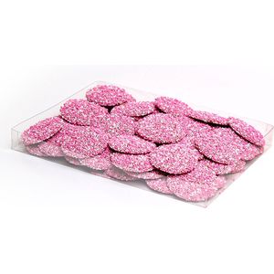Chocolade Geboorte Flikken met Roze/Wit Musket | 350 gr. | Transparante verpakking | Kraamcadeau meisje | Melk