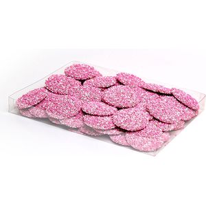 Chocolade Geboorte Flikken met Roze/Wit Musket | 400 gr. | Transparante verpakking | Kraamcadeau meisje | Melk