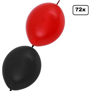 72x Doorknoop ballon rood/zwart 25cm – Ballon festival themafeest
