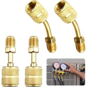 Allecto Plus - Adapter voor airconditioning HVAC 5/16"" SAE vrouwelijk naar 1/4"" SAE mannelijk - 4 stuks