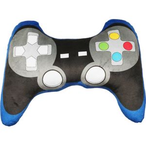 Kruger Game controller pluche kussen - 25 cm - grijs/blauw - fun cadeaus/sierkussens